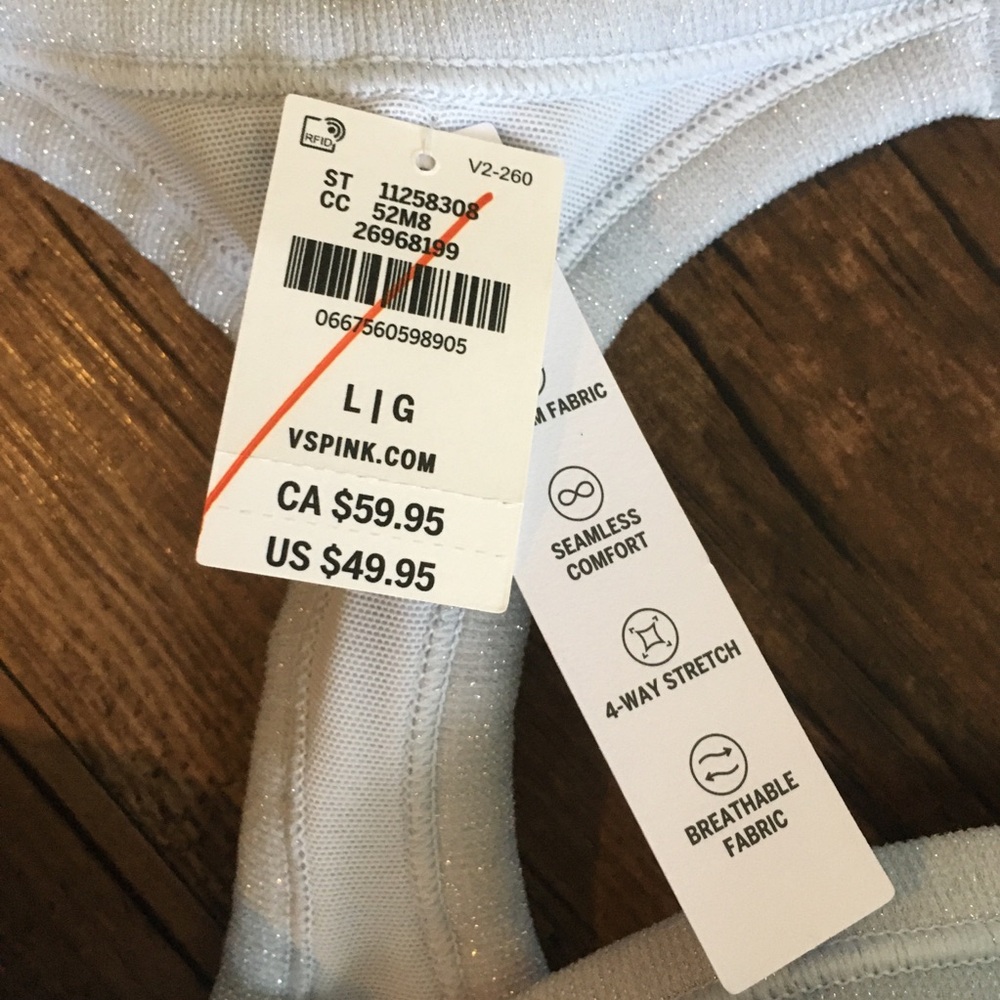 PINK Victoria's Secret Light Blue Front-Zip Sports Bra - Picture 6 of 6